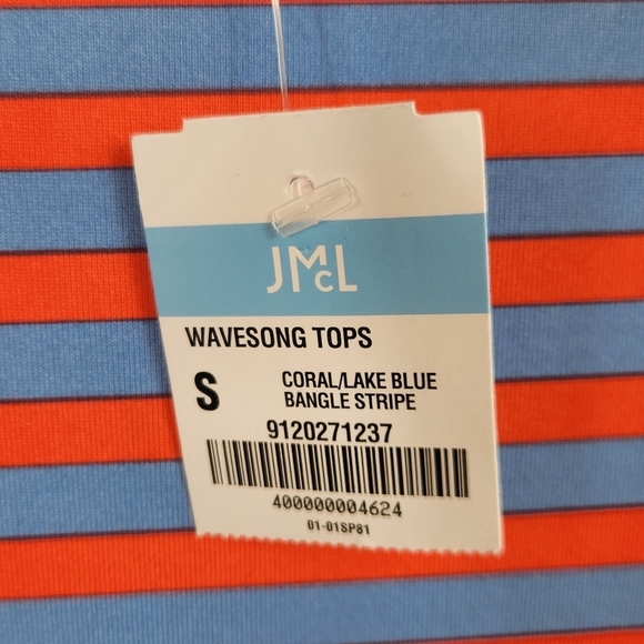 J.McLaughlin Catalina Cloth Wavesong 3/4 Sleeve Button Shoulder Top Stripe Small - Picture 7 of 9